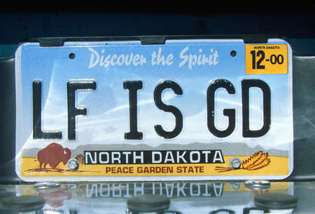 Vanity License Plate - North Dakotaのeditorial素材