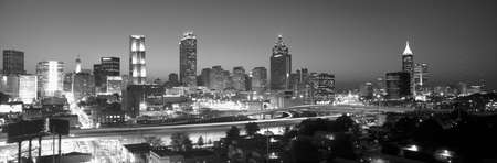 Atlanta Skyline at Dusk (After sports competitions), grayscale, Georgiaのeditorial素材