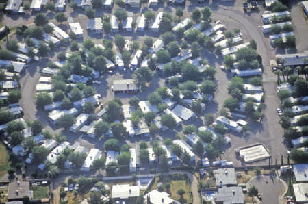 Aerial view of desert suburban homes in Tucson, Arizonaのeditorial素材