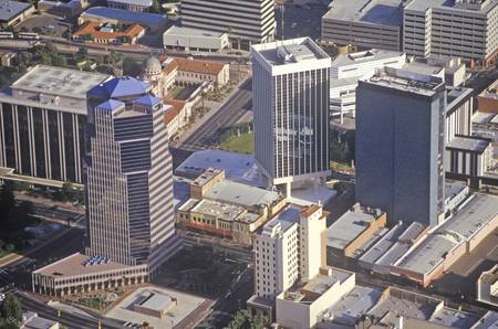 Aerial view of desert land use in Tucson, Arizonaのeditorial素材