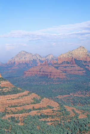 Panoramic view of morning light up Schnebly Hill Road in Sedona, Arizonaのeditorial素材