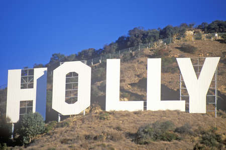 ÒHollywoodÓ sign on the hillsides of Hollywood, Los Angeles, California のeditorial素材
