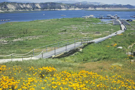 Drought in Southern California, Lake Cachuma, Santa Barbara, Californiaのeditorial素材