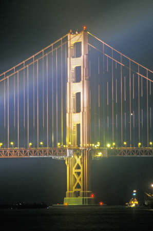Dramatic lighting on the Golden Gate Bridge for it's 50th Anniversary, San Francisco, Californiaのeditorial素材