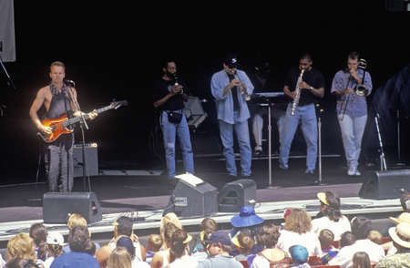 Sting performs at the Greek Theater, Los Angeles, California