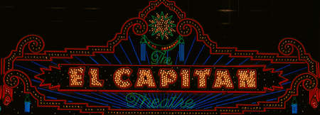 El Capitan Theatre sign in Hollywood, Californiaのeditorial素材