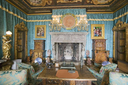 "Interior of guest bedroom at Hearst Castle, ""America's Castle,"" San Simeon, Central California Coast"のeditorial素材