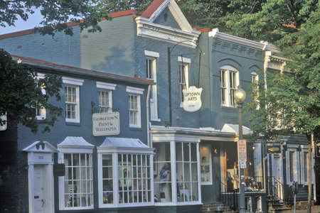 Historic Georgetown storefronts, shops and homes, Georgetown, Washington, DCのeditorial素材
