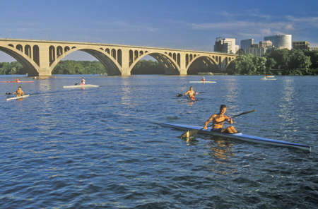 Kayaking on the Potomac and Francis Scott Key Bridge, Rosslyn, Washington, DC