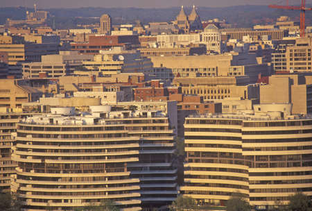 Sunset on the Watergate Building and Washington, DCのeditorial素材