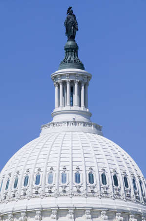 "U.S. Capitol Dome and ""Statue of Freedom"" with Indian Headdress overlooks Washington D.C."のeditorial素材