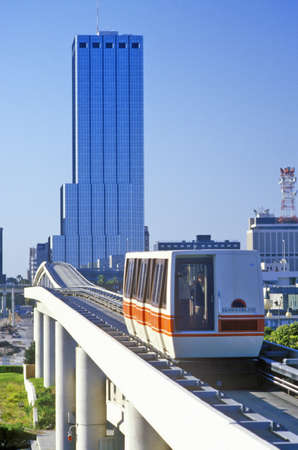 Tampa skyline with shuttle over Tampa Bay, Tampa, Florida