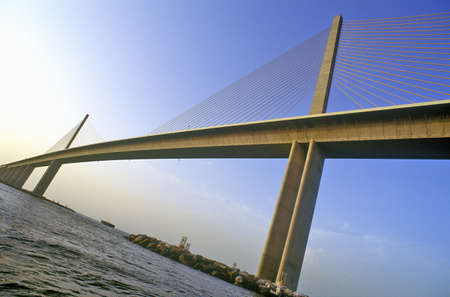 Tampa Sunshine Skyway Bridge, world's longest cable-stayed concrete bridge, Tampa Bay, Floridaのeditorial素材