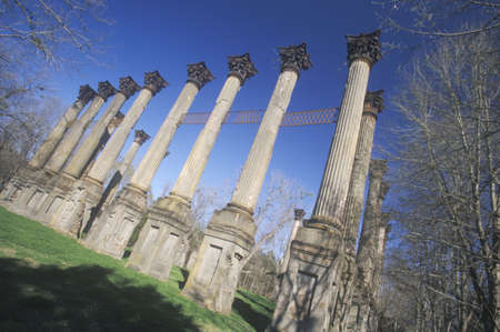 Windsor Ruins are the ruins of the largest antebellum Greek Revival mansion built in the US state of Mississippi, Claiborne County, Mississippi のeditorial素材