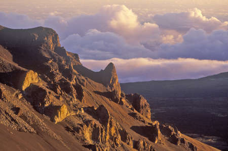 Slope of Mount Haleakala Volcano at Sunrise, Maui, Hawaiiのeditorial素材