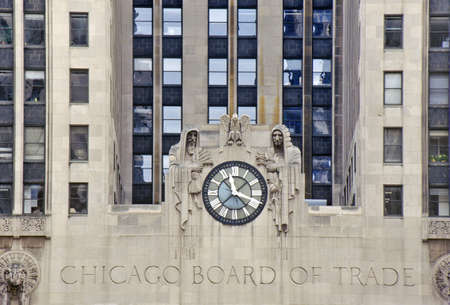 Clock on the Chicago Board of Trade Building, Chicago, Illinoisのeditorial素材