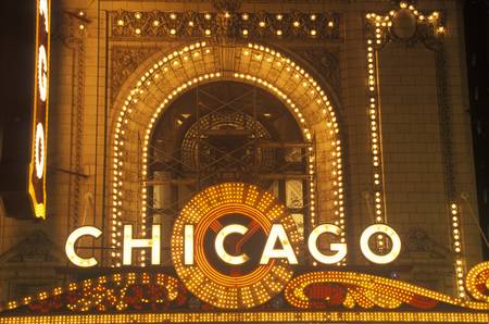 Detail of Neon Sign on Chicago Theater, Chicago, Illinois