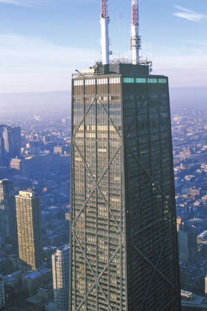 Aerial of the John Hancock Building, Chicago, Illinoisのeditorial素材