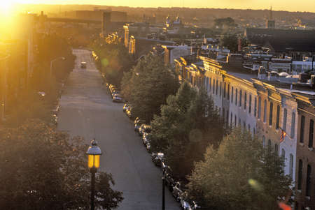 Street at Sunset, Baltimore, Marylandのeditorial素材