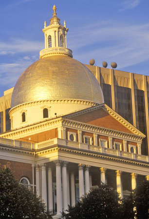 State Capitol at Sunset, Boston, Massachusetts