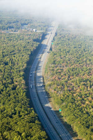 Fog along an interstate highway in Maineのeditorial素材