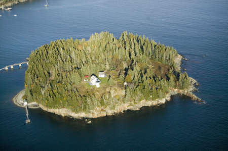 Aerial views of surrounding region of Acadia National Park, Maine in autumnのeditorial素材