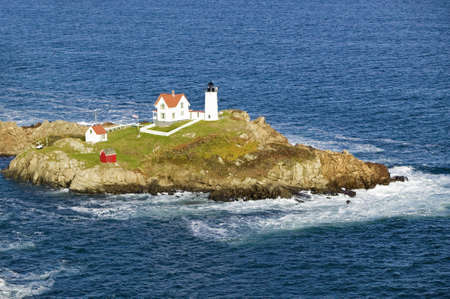Aerial view of Nubble Lighthouse, Cape Neddick, Maineのeditorial素材