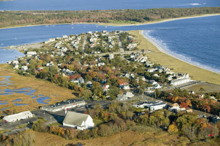 Aerial view of Pine Point Beach located in Scarborough, Maine, outside of Portlandのeditorial素材