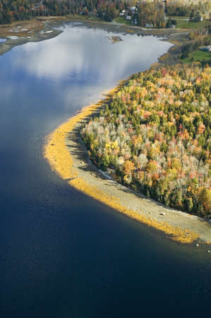 Aerial view of small lake near Acadia National Park, Maineのeditorial素材
