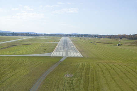Aerial view of landing strip for Sanford Maine airport