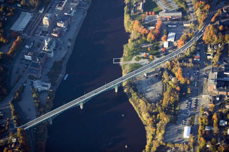 Aerial view of bridge to Augusta, Maineのeditorial素材
