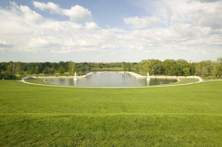 Grand Basin looking from top of Art Hill in Forest Park, St. Louis, Missouriのeditorial素材