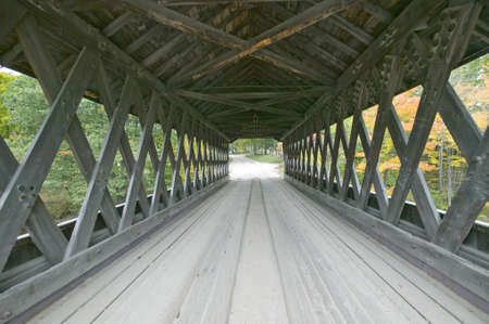 The Cilleyville Bog covered bridge in Andover, New Hampshireのeditorial素材