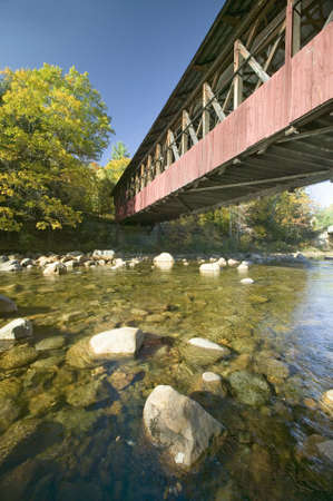 Covered bridge in autumn near Crawford Notch, New Hampshire, New Englandのeditorial素材