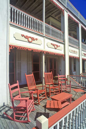 Rocking chairs on porch of Victorian home, the Sea Mist Apartments in Cape May, のeditorial素材