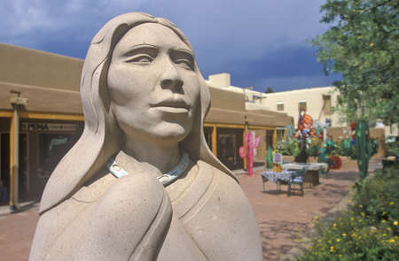 Detail of Sculpture of Indian Woman in Santa Fe, NMのeditorial素材