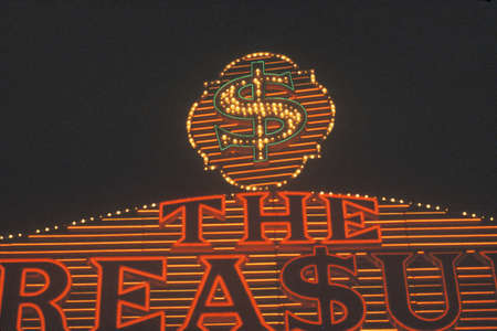 Neon signs at night in Las Vegas, NVのeditorial素材