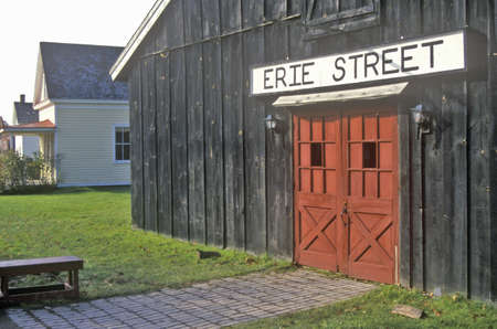 Barn at Erie Street in Erie Canal Village, Rome, NYのeditorial素材
