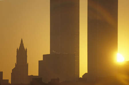Sunset on World Trade towers, New York City, NYのeditorial素材