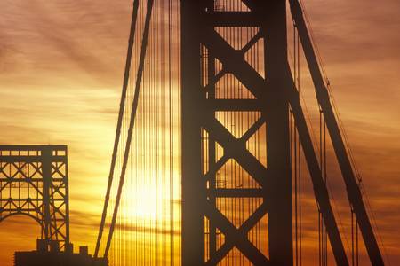 George Washington Bridge at sunrise, New York City, NYのeditorial素材
