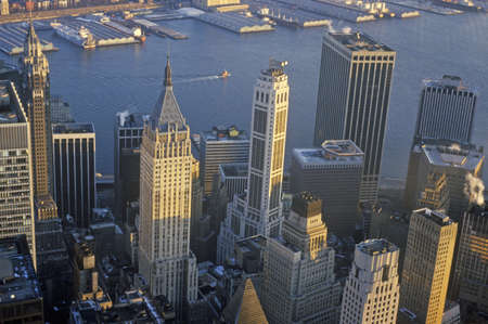 Aerial view of Wall Street, Financial District, New York City, NYのeditorial素材