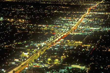 Las Vegas at night from air, NVのeditorial素材