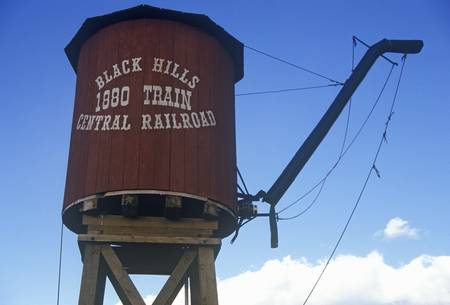 Water Tower by the Black Hills Central Railroad Station in Keystone, SDのeditorial素材