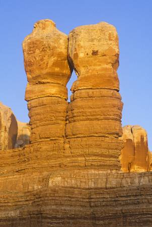 Sandstone rock formation known as 'Twin Sisters' in Indian Rock, UT