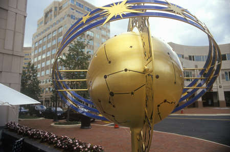 Globe and constellation sculpture in Reston, VA town center, a planned communityのeditorial素材