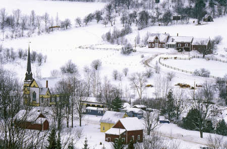 East Orange, VT covered in snow during winterのeditorial素材