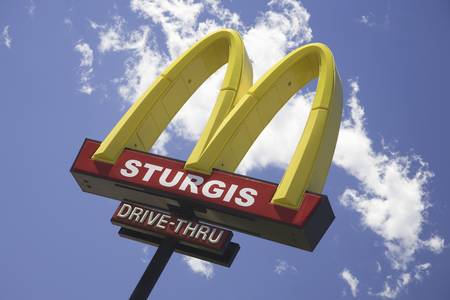 Sturgis McDonald's sign and blue sky at the 67th Annual Sturgis Motorcycle Rally, Sturgis, South...