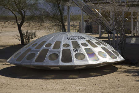 UFO off Interstate 40, old Route 66, in remote part of desert of Arizonaのeditorial素材