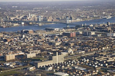 Aerial sunset views of Philiadelphia, Pennsylvania, the City of Brotherly Loveのeditorial素材