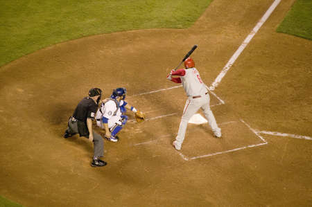 Philadelphia Phillies Ryan Howard, #6, left hand batter and National League Home Run and RBI Champion, Dodger Stadium, Los Angeles, CA on October 12, 2008のeditorial素材